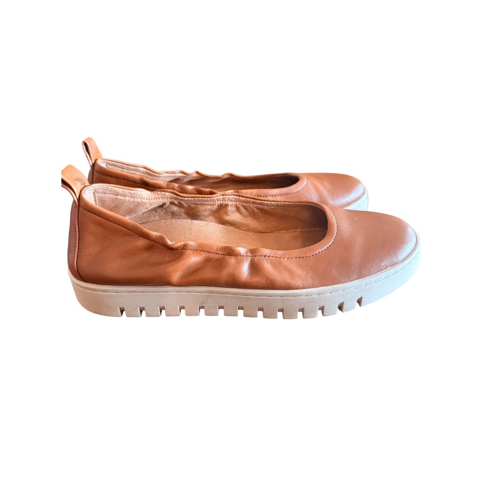 Vionic Uptown Ballet Flats Womens 9 Cognac Leather Orthotic Comfort Shoes - Picture 2 of 14